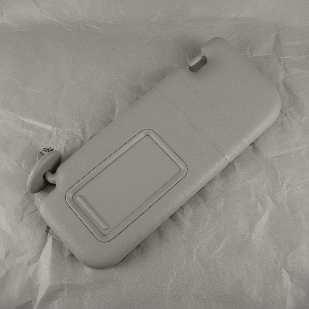 2009-2010 Toyota Corolla Driver Side Sun Visor Brown OEM - rotated 30 degrees on kraft paper background