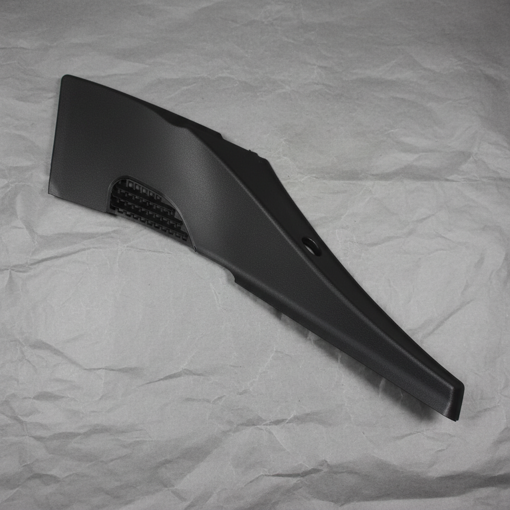 2019-2025 Silverado 1500 Passenger Side Windshield Cowl Panel Genuine OEM - rotated 30 degrees on kraft paper background