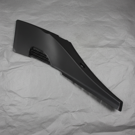 2019-2025 Silverado 1500 Passenger Side Windshield Cowl Panel Genuine OEM - rotated 30 degrees on kraft paper background