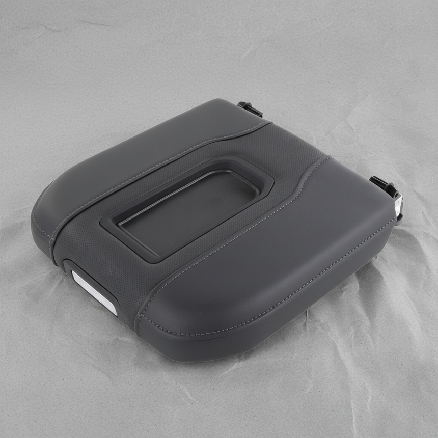 2019-2023 Silverado 1500 2500HD 3500HD Genuine OEM Black Leather Armrest - Bottom Detail
