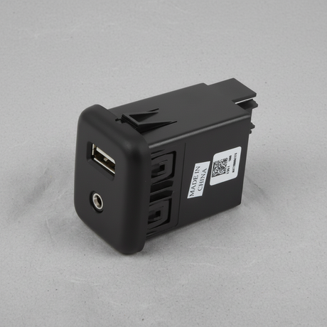 Close-up of GM OEM Jet Black Multimedia Receptacle
