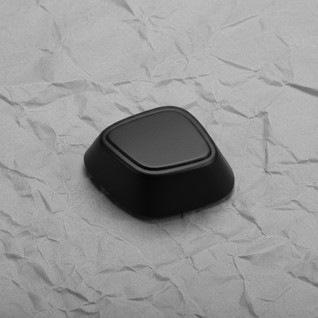 Full View - Jet Black Lumbar Actuator Knob on Grey Kraft Paper