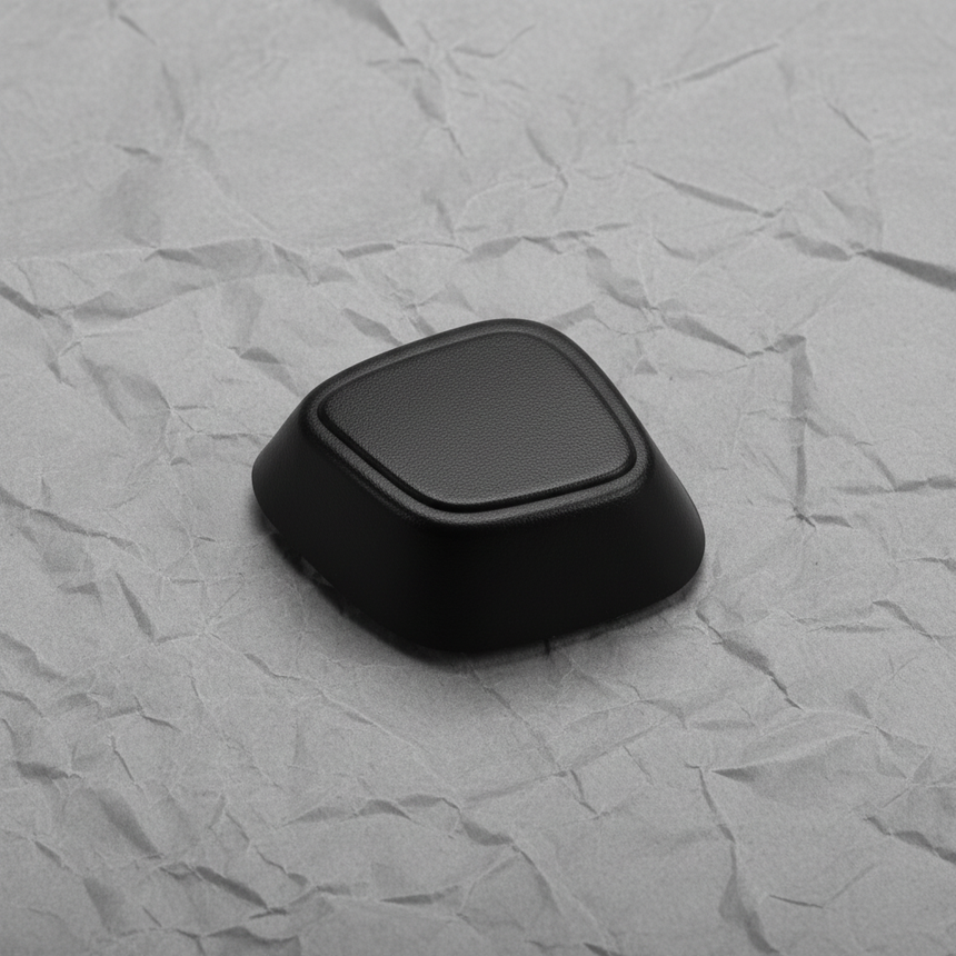 Full View - Jet Black Lumbar Actuator Knob on Grey Kraft Paper