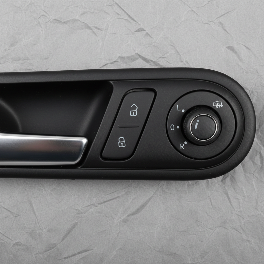 VW Beetle Convertible Interior Door Handle Chrome OEM - Macro Middle