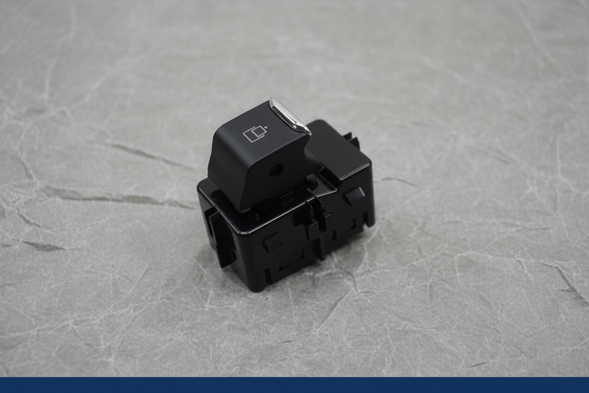 2021-2025 Ford F-150 Sliding Rear Window Switch Sunroof Power Rear Glass OEM - Rotated 27 degrees on gray kraft paper background