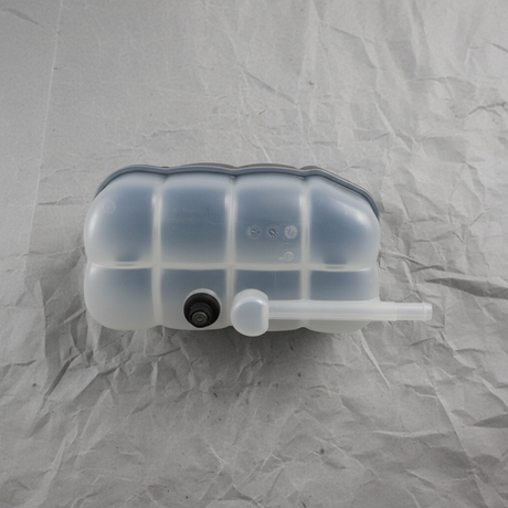 Close-up alternate angle of Nissan OEM Radiator Coolant Reservoir Tank