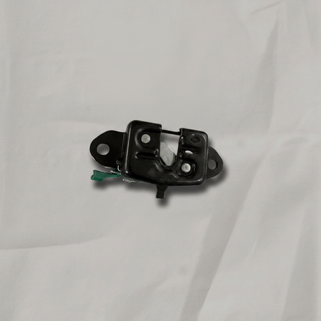 Full view of rear gate latch on light grey wrinkled kraft paper