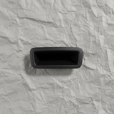 Full view of pull handle on light grey wrinkled kraft paper