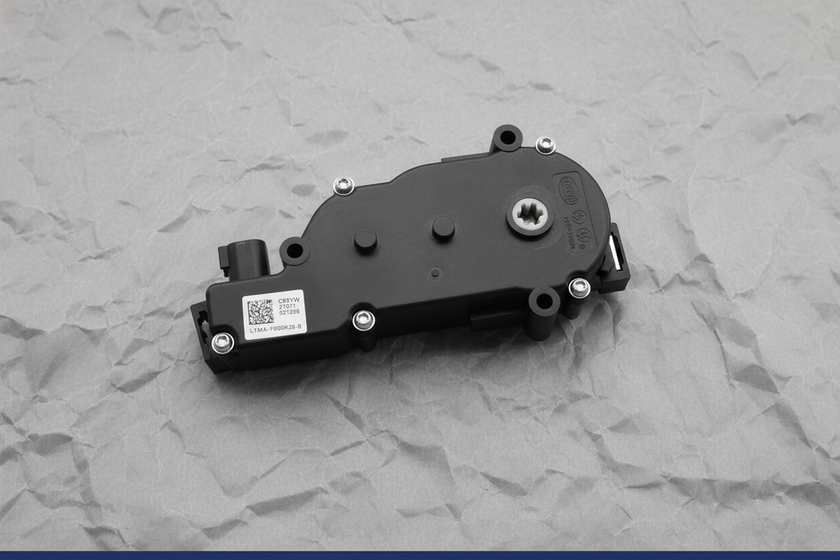 2020-2025 Ford Explorer Lincoln Aviator 2nd Row Seat Adjuster Motor OEM - Rotated 27 degrees on gray kraft paper background