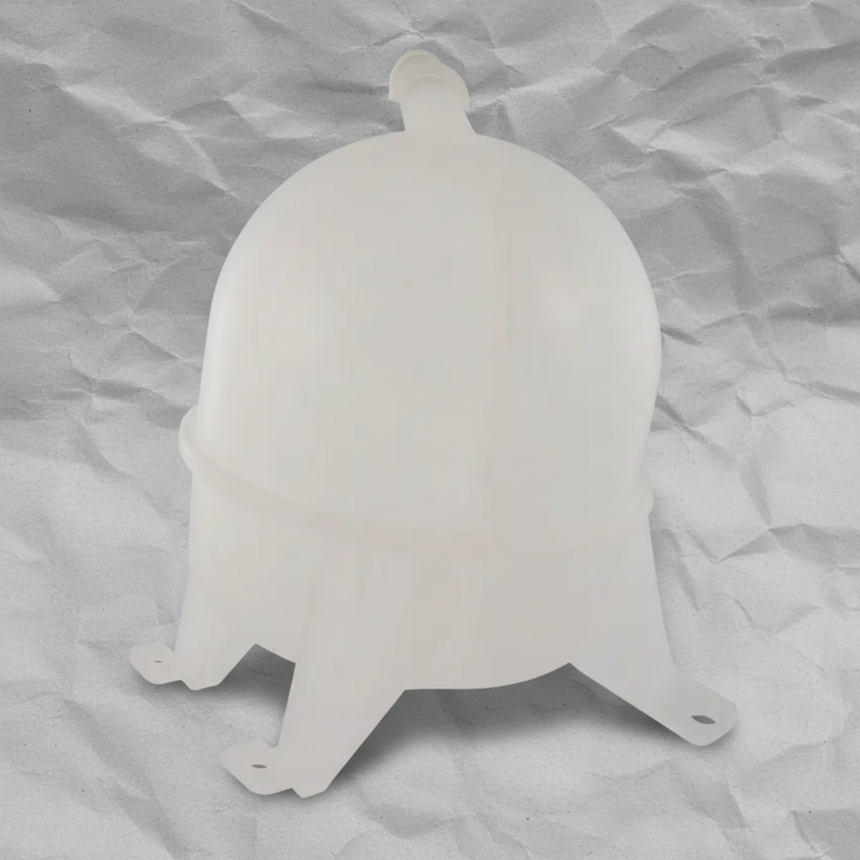 2021-2026 Ford E-350 E-450 E-150 E-250 7.3L Coolant Reservoir OEM LC2Z-8A080-A on grey kraft paper background