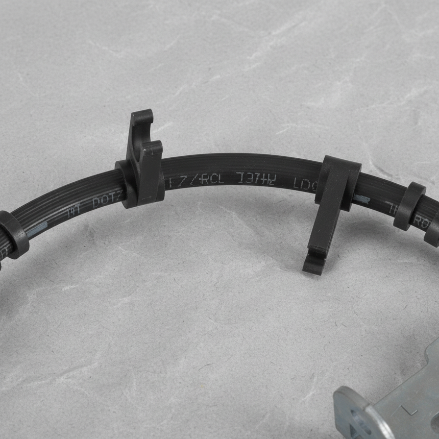 2021-2025 Ford F-150 4WD Front Driver Side Flex Brake Hose with Bracket - Macro Top