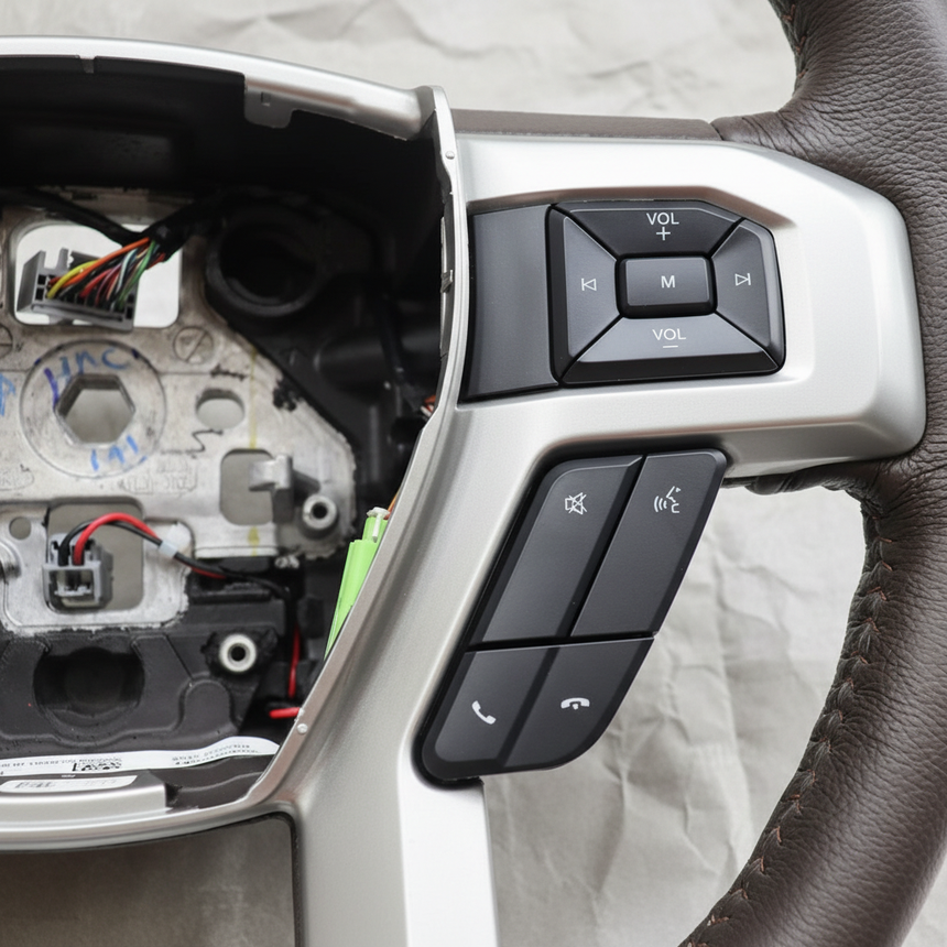 2018-2020 Ford F-150 King Ranch Steering Wheel For Adaptive Cruise Equipped Java / Tan Genuine OEM