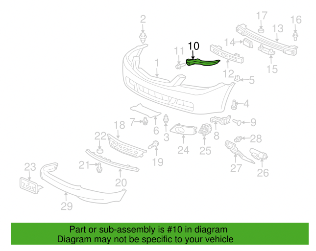 2004-2008 Acura TL Passenger Side Front Bumper Beam