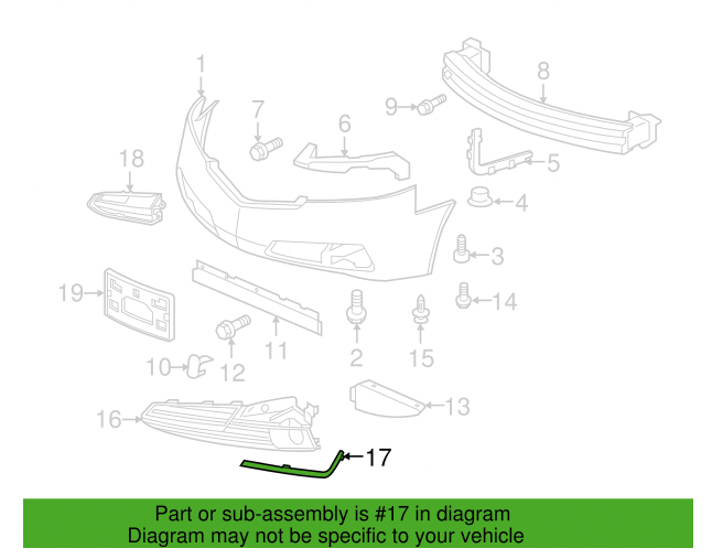 CL-71121-TK4-A00 2012-2014 Acura TL Passenger Side Front Bumper Lower Chrome Molding Genuine New