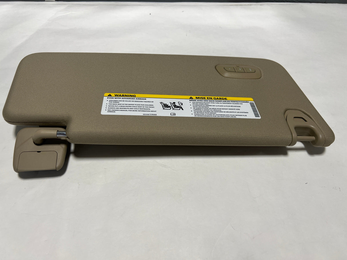 7HD73HL1AA 2019-2021 Ram 1500 DT Tan Driver Side Sun Visor - Illuminated -With Garage Buttons